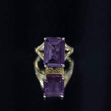 Load image into Gallery viewer, 8 Carat Lab Grown Alexandrite Emerald Cut Engagement Ring