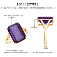Load image into Gallery viewer, 8 Carat Lab Grown Alexandrite Emerald Cut Engagement Ring