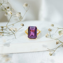 Load image into Gallery viewer, 8 Carat Lab Grown Alexandrite Emerald Cut Engagement Ring