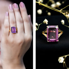 Load image into Gallery viewer, 8 Carat Lab Grown Alexandrite Emerald Cut Engagement Ring