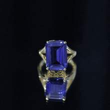 Load image into Gallery viewer, 8 Carat Lab Created Tanzanite Emerald Cut Engagement Ring with Split Shank
