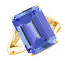 Load image into Gallery viewer, 8 Carat Lab Created Tanzanite Emerald Cut Engagement Ring with Split Shank