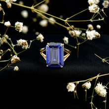 Load image into Gallery viewer, 8 Carat Lab Created Tanzanite Emerald Cut Engagement Ring with Split Shank
