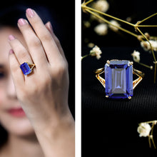 Load image into Gallery viewer, 8 Carat Lab Created Tanzanite Emerald Cut Engagement Ring with Split Shank