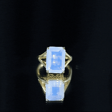 Load image into Gallery viewer, Certified 8 Carat Emerald Cut Lab Created Ethiopian Opal Engagement Ring in Silver