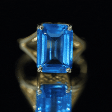 Load image into Gallery viewer, 8 Carat Lab Grown London Blue Topaz Emerald Cut Engagement Ring in Silver