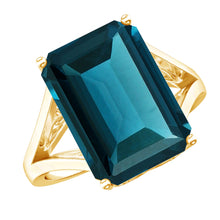 Load image into Gallery viewer, 8 Carat Lab Grown London Blue Topaz Emerald Cut Engagement Ring in Silver
