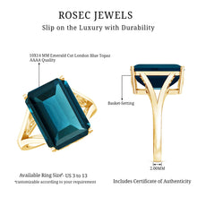 Load image into Gallery viewer, 8 Carat Lab Grown London Blue Topaz Emerald Cut Engagement Ring in Silver