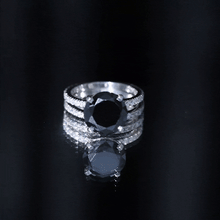 Load image into Gallery viewer, Certified 4.5 Carat Lab Grown Black and White Diamond Wedding Ring Set in Gold Plated Silver