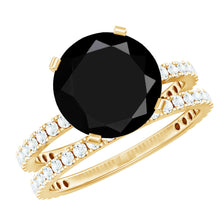 Load image into Gallery viewer, Certified 4.5 Carat Lab Grown Black and White Diamond Wedding Ring Set in Gold Plated Silver