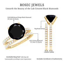 Load image into Gallery viewer, Certified 4.5 Carat Lab Grown Black and White Diamond Wedding Ring Set in Gold Plated Silver
