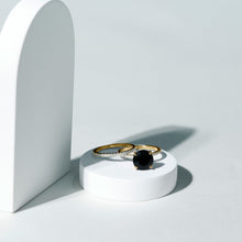 Load image into Gallery viewer, Certified 4.5 Carat Lab Grown Black and White Diamond Wedding Ring Set in Gold Plated Silver