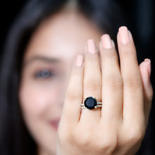 Load image into Gallery viewer, Certified 4.5 Carat Lab Grown Black and White Diamond Wedding Ring Set in Gold Plated Silver