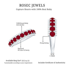 Load image into Gallery viewer, Natural Ruby Diamond Half Eternity Anniversary Band Ring for Women