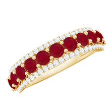 Load image into Gallery viewer, Natural Ruby Diamond Half Eternity Anniversary Band Ring for Women