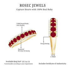 Load image into Gallery viewer, Natural Ruby Diamond Half Eternity Anniversary Band Ring for Women