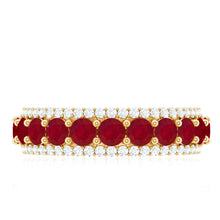 Load image into Gallery viewer, Natural Ruby Diamond Half Eternity Anniversary Band Ring for Women