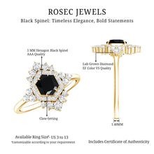 Load image into Gallery viewer, Black Spinel and Diamond Vintage Engagement Ring in Silver