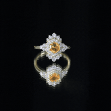 Load image into Gallery viewer, Sterling Silver Fire Opal Diamond Vintage Engagement Ring