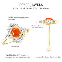 Load image into Gallery viewer, Sterling Silver Fire Opal Diamond Vintage Engagement Ring