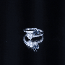 Load image into Gallery viewer, London Blue Topaz Designer Two Stone Engagement Ring in Silver