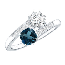 Load image into Gallery viewer, London Blue Topaz Designer Two Stone Engagement Ring in Silver