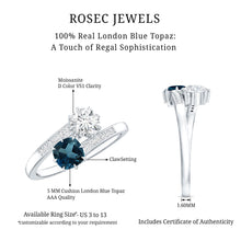 Load image into Gallery viewer, London Blue Topaz Designer Two Stone Engagement Ring in Silver