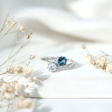 Load image into Gallery viewer, London Blue Topaz Designer Two Stone Engagement Ring in Silver