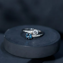 Load image into Gallery viewer, London Blue Topaz Designer Two Stone Engagement Ring in Silver