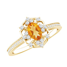Load image into Gallery viewer, Genuine Citrine Vintage Engagement Ring in Gold Plated Silver