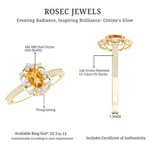 Load image into Gallery viewer, Genuine Citrine Vintage Engagement Ring in Gold Plated Silver