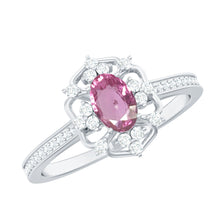 Load image into Gallery viewer, Natural Pink Sapphire Diamond Vintage Engagement Ring in Silver