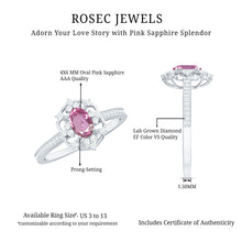 Load image into Gallery viewer, Natural Pink Sapphire Diamond Vintage Engagement Ring in Silver