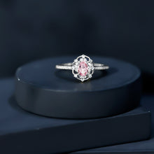 Load image into Gallery viewer, Natural Pink Sapphire Diamond Vintage Engagement Ring in Silver