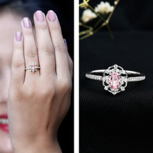Load image into Gallery viewer, Natural Pink Sapphire Diamond Vintage Engagement Ring in Silver