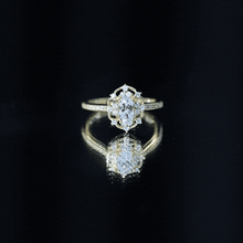 Load image into Gallery viewer, Genuine Sky Blue Topaz Vintage Engagement Ring in Gold Plated Silver