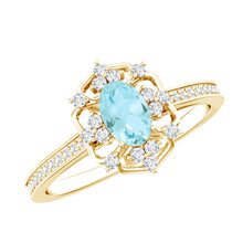 Load image into Gallery viewer, Genuine Sky Blue Topaz Vintage Engagement Ring in Gold Plated Silver