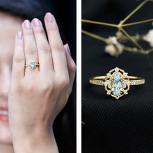 Load image into Gallery viewer, Genuine Sky Blue Topaz Vintage Engagement Ring in Gold Plated Silver