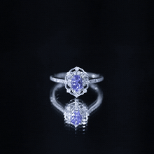 Load image into Gallery viewer, Vintage Looking Tanzanite and Diamond Oval Engagement Ring