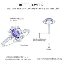 Load image into Gallery viewer, Vintage Looking Tanzanite and Diamond Oval Engagement Ring