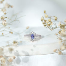 Load image into Gallery viewer, Vintage Looking Tanzanite and Diamond Oval Engagement Ring