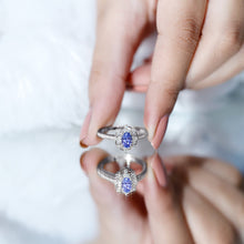 Load image into Gallery viewer, Vintage Looking Tanzanite and Diamond Oval Engagement Ring