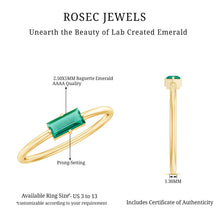 Load image into Gallery viewer, Baguette Cut Lab Emerald Solitaire Promise Ring in East West Style