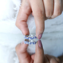 Load image into Gallery viewer, Baguette Cut Tanzanite and Diamond Half Eternity Stackable Ring