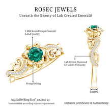 Load image into Gallery viewer, Lab Created Emerald and Diamond Flower Engagement Ring in Silver