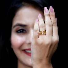 Load image into Gallery viewer, Certified Citrine Wide Wedding Band in Gold Plated Silver