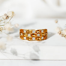 Load image into Gallery viewer, Certified Citrine Wide Wedding Band in Gold Plated Silver