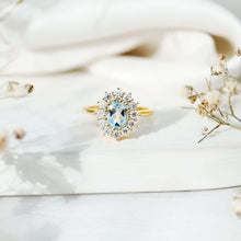 Load image into Gallery viewer, Genuine 1 Carat Sky Blue Topaz Oval Engagement Ring with Certificate