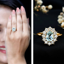 Load image into Gallery viewer, Genuine 1 Carat Sky Blue Topaz Oval Engagement Ring with Certificate