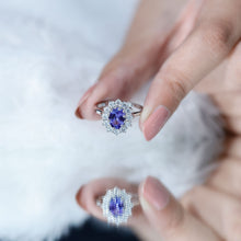 Load image into Gallery viewer, Genuine 1.3 Carat Oval Cut Tanzanite Huge Engagement Ring in Silver